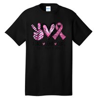 Peace Love Cure Pink Ribbon Cancer Breast Awareness  Tall T-Shirt