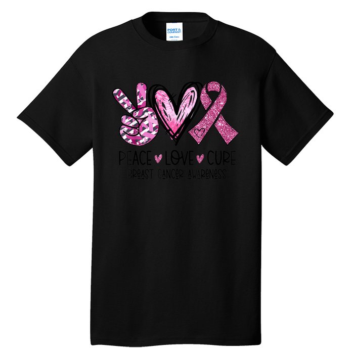 Peace Love Cure Pink Ribbon Cancer Breast Awareness  Tall T-Shirt