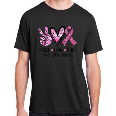 Peace Love Cure Pink Ribbon Cancer Breast Awareness  Adult ChromaSoft Performance T-Shirt