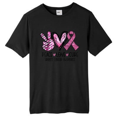 Peace Love Cure Pink Ribbon Cancer Breast Awareness  Tall Fusion ChromaSoft Performance T-Shirt