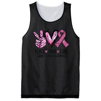 Peace Love Cure Pink Ribbon Cancer Breast Awareness  Mesh Reversible Basketball Jersey Tank