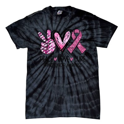 Peace Love Cure Pink Ribbon Cancer Breast Awareness  Tie-Dye T-Shirt