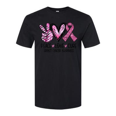 Peace Love Cure Pink Ribbon Cancer Breast Awareness  Softstyle CVC T-Shirt