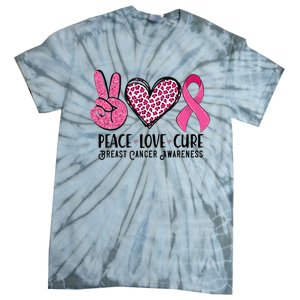 Peace Love Cure Breast Cancer Awareness Warrior Pink Ribbon Tie-Dye T-Shirt