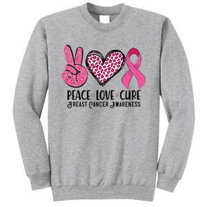 Peace Love Cure Breast Cancer Awareness Warrior Pink Ribbon Tall Sweatshirt