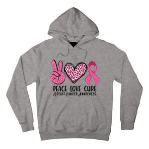 Peace Love Cure Breast Cancer Awareness Warrior Pink Ribbon Tall Hoodie