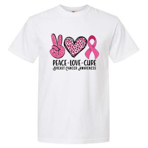 Peace Love Cure Breast Cancer Awareness Warrior Pink Ribbon Garment-Dyed Heavyweight T-Shirt