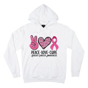 Peace Love Cure Breast Cancer Awareness Warrior Pink Ribbon Hoodie