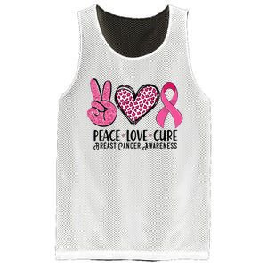 Peace Love Cure Breast Cancer Awareness Warrior Pink Ribbon Mesh Reversible Basketball Jersey Tank