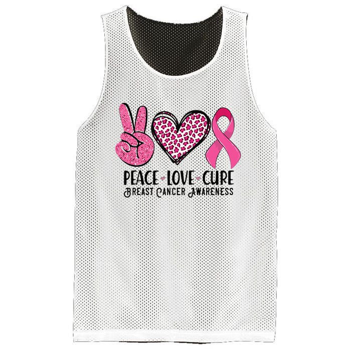 Peace Love Cure Breast Cancer Awareness Warrior Pink Ribbon Mesh Reversible Basketball Jersey Tank