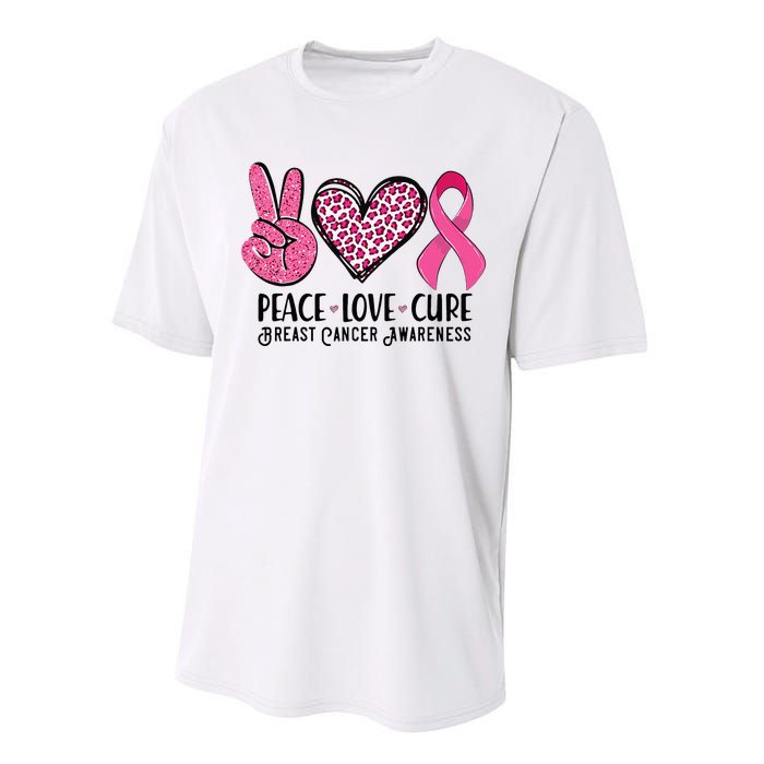 Peace Love Cure Breast Cancer Awareness Warrior Pink Ribbon Performance Sprint T-Shirt