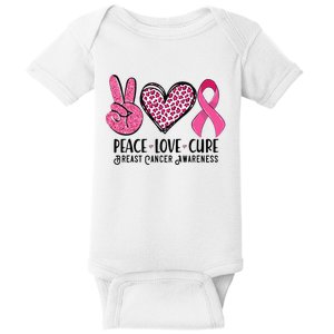 Peace Love Cure Breast Cancer Awareness Warrior Pink Ribbon Baby Bodysuit