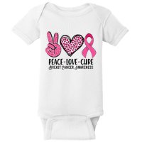 Peace Love Cure Breast Cancer Awareness Warrior Pink Ribbon Baby Bodysuit