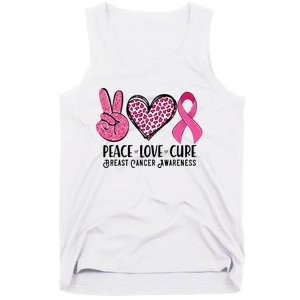 Peace Love Cure Breast Cancer Awareness Warrior Pink Ribbon Tank Top