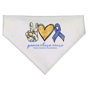 Peace Love Cures Ribbon Colon Cancer Awareness Supporter USA-Made Doggie Bandana