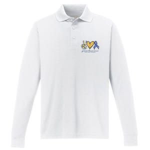 Peace Love Cures Ribbon Colon Cancer Awareness Supporter Performance Long Sleeve Polo