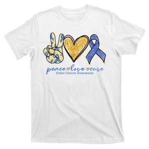 Peace Love Cures Ribbon Colon Cancer Awareness Supporter T-Shirt