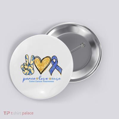 Peace Love Cures Ribbon Colon Cancer Awareness Supporter Button