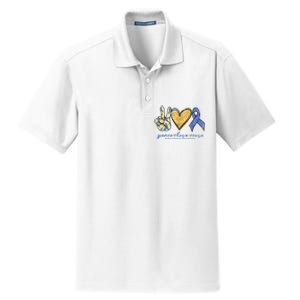 Peace Love Cures Ribbon Colon Cancer Awareness Supporter Dry Zone Grid Polo