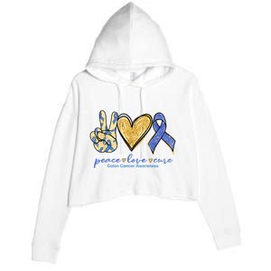 Peace Love Cures Ribbon Colon Cancer Awareness Supporter Crop Fleece Hoodie