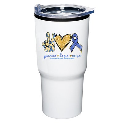 Peace Love Cures Ribbon Colon Cancer Awareness Supporter Tumbler