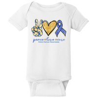 Peace Love Cures Ribbon Colon Cancer Awareness Supporter Baby Bodysuit