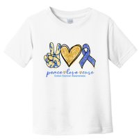 Peace Love Cures Ribbon Colon Cancer Awareness Supporter Toddler T-Shirt