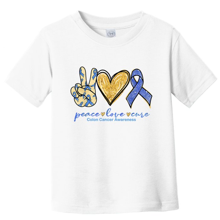 Peace Love Cures Ribbon Colon Cancer Awareness Supporter Toddler T-Shirt