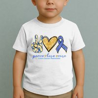 Peace Love Cures Ribbon Colon Cancer Awareness Supporter Toddler T-Shirt
