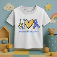 Peace Love Cures Ribbon Colon Cancer Awareness Supporter Toddler T-Shirt
