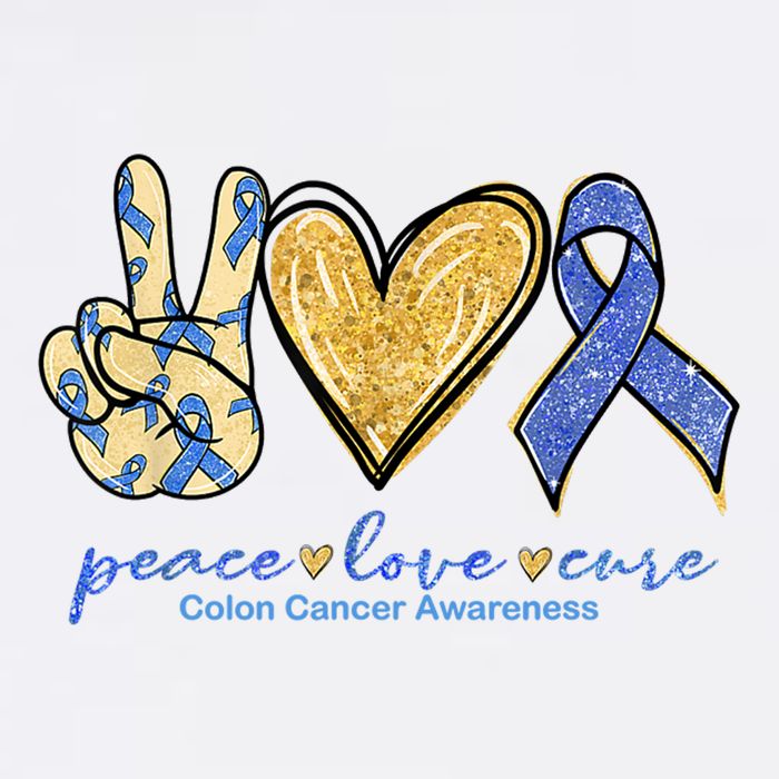 Peace Love Cures Ribbon Colon Cancer Awareness Supporter Toddler T-Shirt