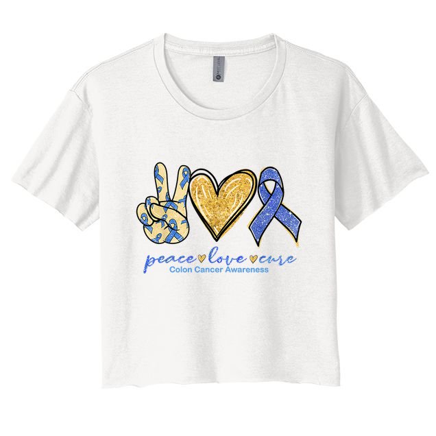 Peace Love Cures Ribbon Colon Cancer Awareness Supporter Crop Top