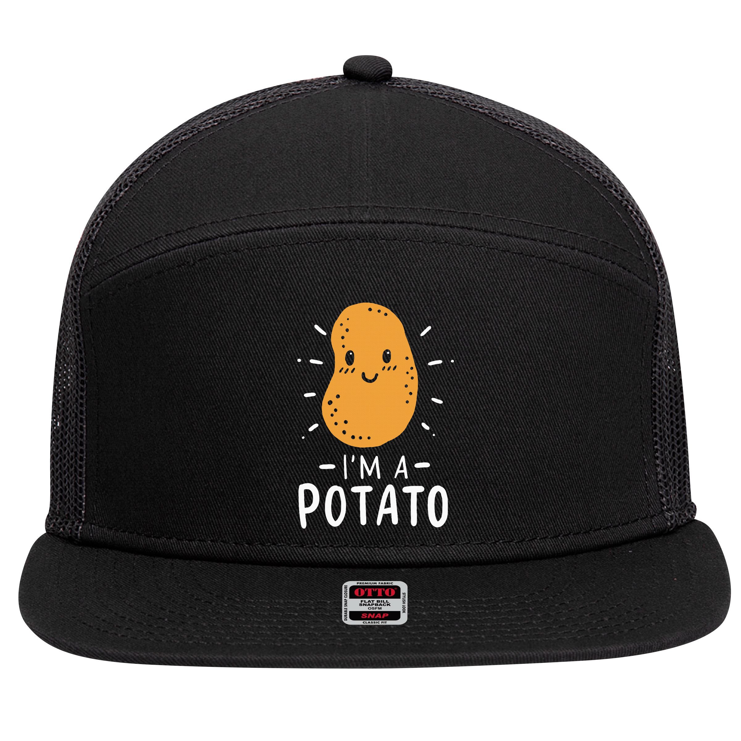 Potato Lazy Costume Halloween Vegan Kawaii 7 Panel Mesh Trucker Snapback Hat