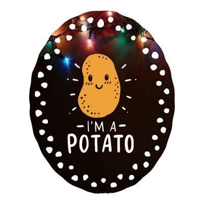 Potato Lazy Costume Halloween Vegan Kawaii Ceramic Oval Ornament