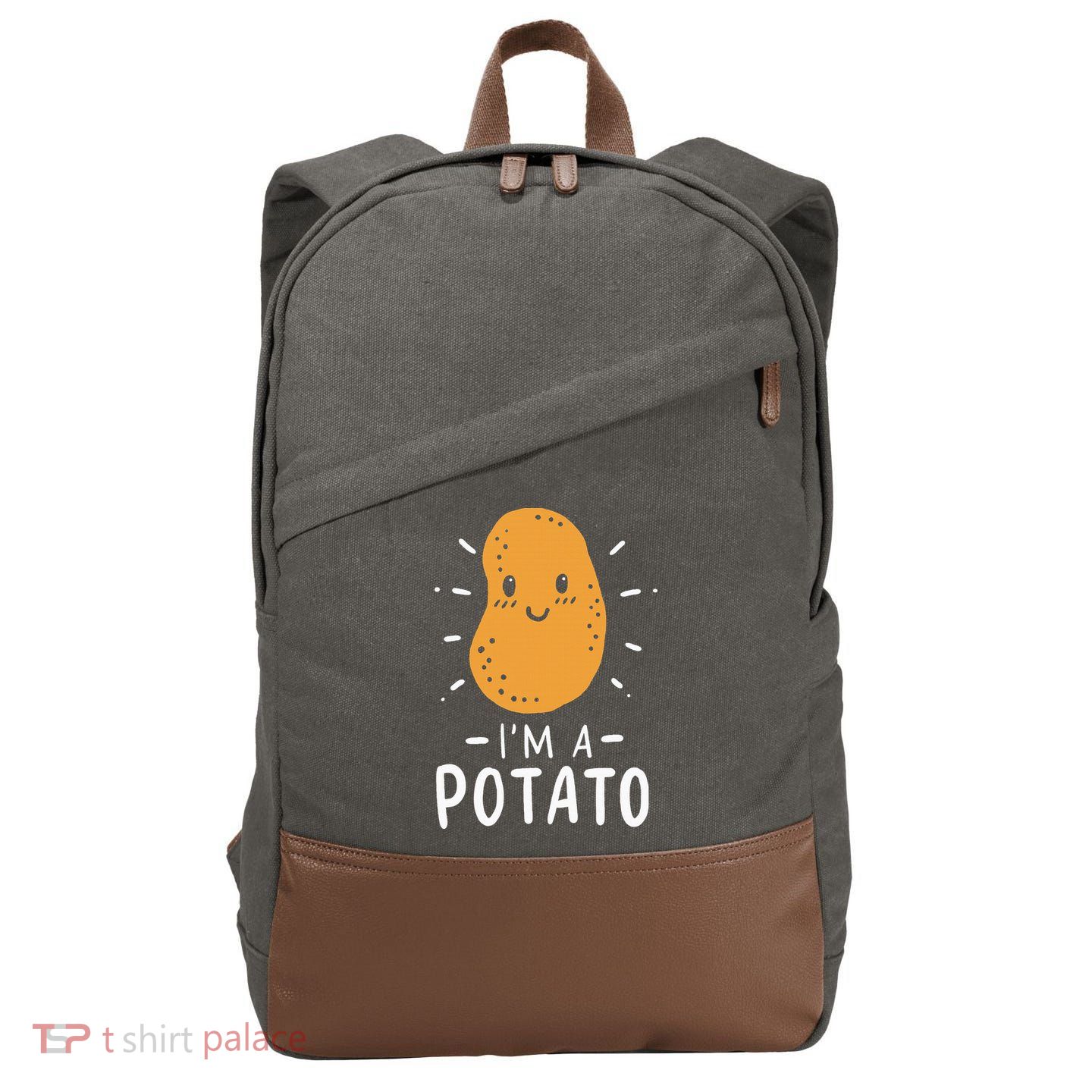 Potato Lazy Costume Halloween Vegan Kawaii Cotton Canvas Backpack