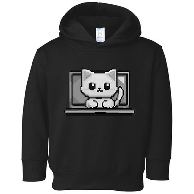 Pixel Laptop Cat Toddler Hoodie