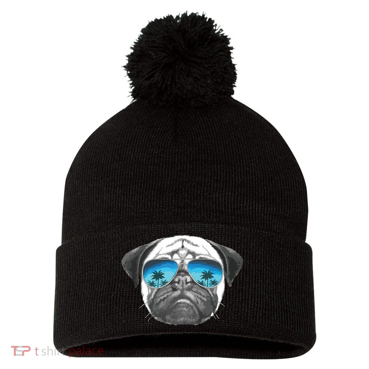 Pug Lover Cute Pug Funny Pug Owner Pug Pom Pom 12in Knit Beanie
