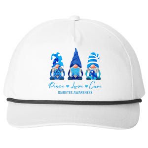 Peace Love Cure Gnome Diabetes Awareness Survivors Gifts Snapback Five-Panel Rope Hat