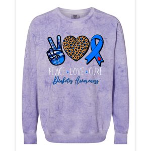 Peace Love Cure Diabetes Awareness Colorblast Crewneck Sweatshirt