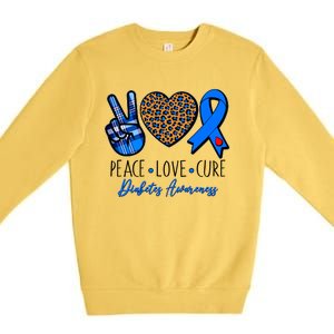 Peace Love Cure Diabetes Awareness Premium Crewneck Sweatshirt