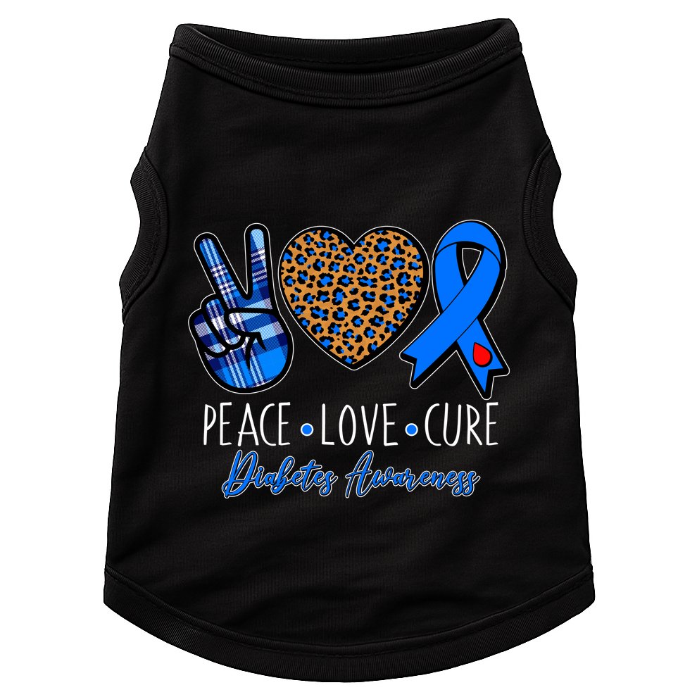 Peace Love Cure Diabetes Awareness Doggie Tank