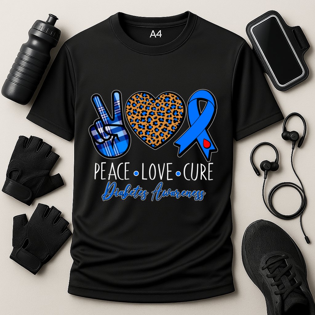 Peace Love Cure Diabetes Awareness Cooling Performance Crew T-Shirt