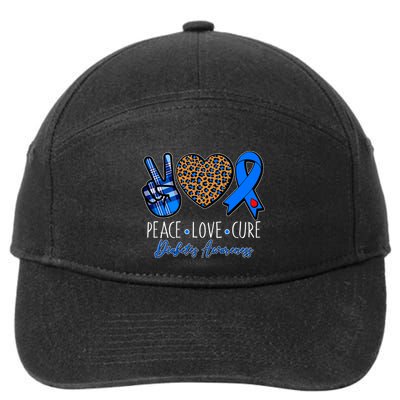 Peace Love Cure Diabetes Awareness 7-Panel Snapback Hat