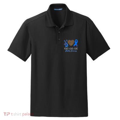 Peace Love Cure Diabetes Awareness Dry Zone Grid Polo
