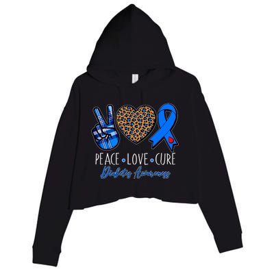 Peace Love Cure Diabetes Awareness Crop Fleece Hoodie