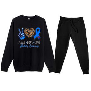 Peace Love Cure Diabetes Awareness Premium Crewneck Sweatsuit Set