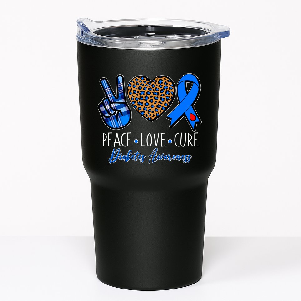 Peace Love Cure Diabetes Awareness Tumbler