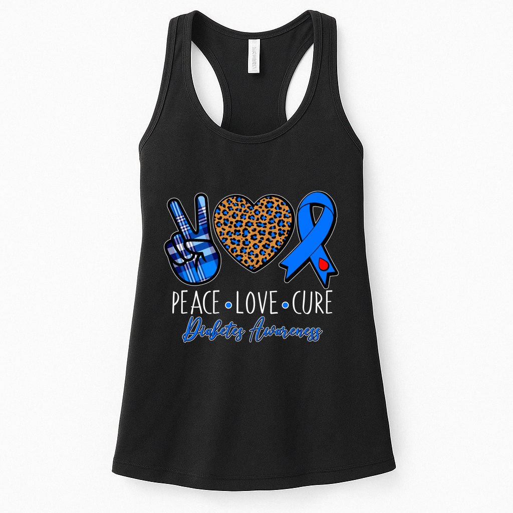 Peace Love Cure Diabetes Awareness Womens Tank Top