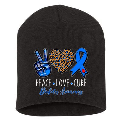 Peace Love Cure Diabetes Awareness Short Acrylic Beanie