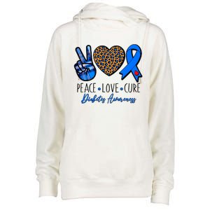 Peace Love Cure Diabetes Awareness Womens Funnel Neck Pullover Hood